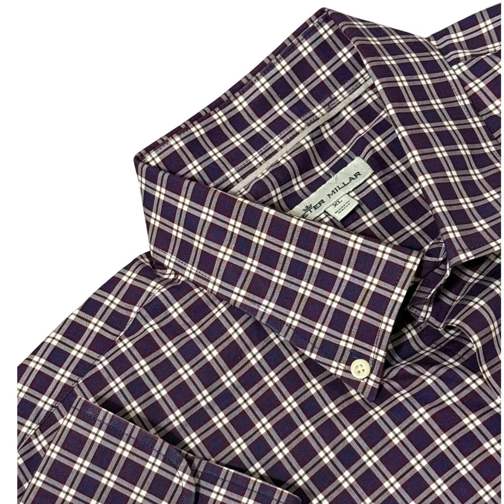 Peter Millar XL Mens Plaid Check Button Down Long Sleeve Shirt‎